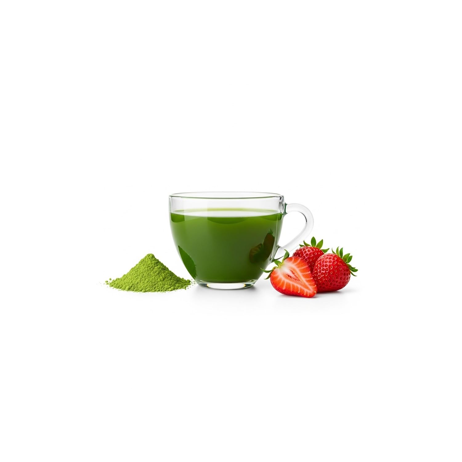 Detalle de Matcha Tee – 20 Stücke Premium Japanisch Grüntee mit Spirulina und Erdbeeraroma