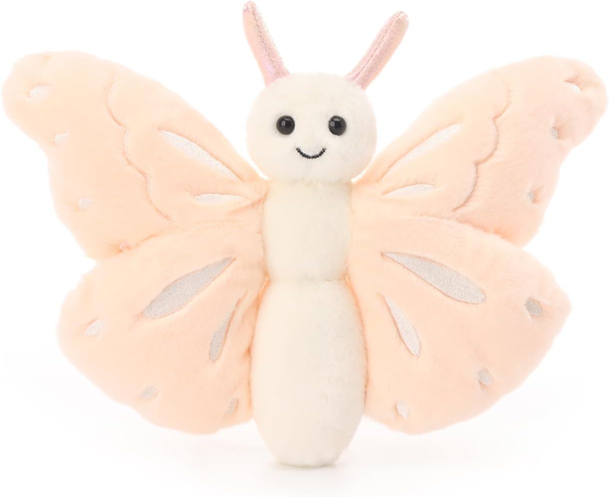 Thumbnail 2 de Apricot Lamb Flesh Pink Butterfly Plushie — 7.5 Inches, Handmade Baby Toy