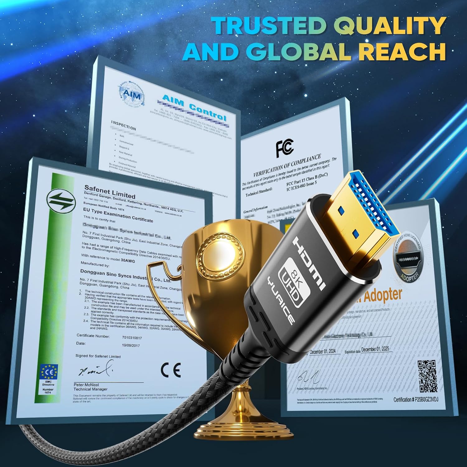 Detalle de Yuaice 8K/4K HDMI 2.1 Cable 3.3FT (1M) Real 48Gbps Ultra High Speed