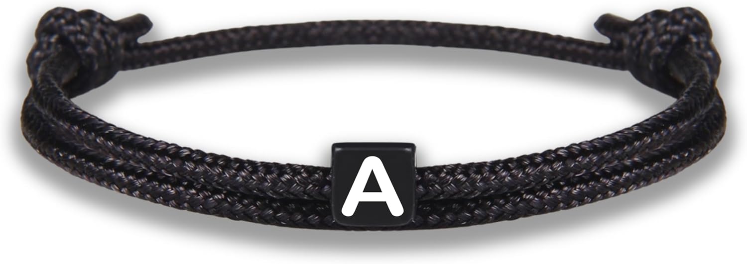 Thumbnail 6 de GD GOOD.designs Armband mit Buchstaben – Verstellbares Partnerarmband (14–25 cm) mit schwarz geflochtenem Seil