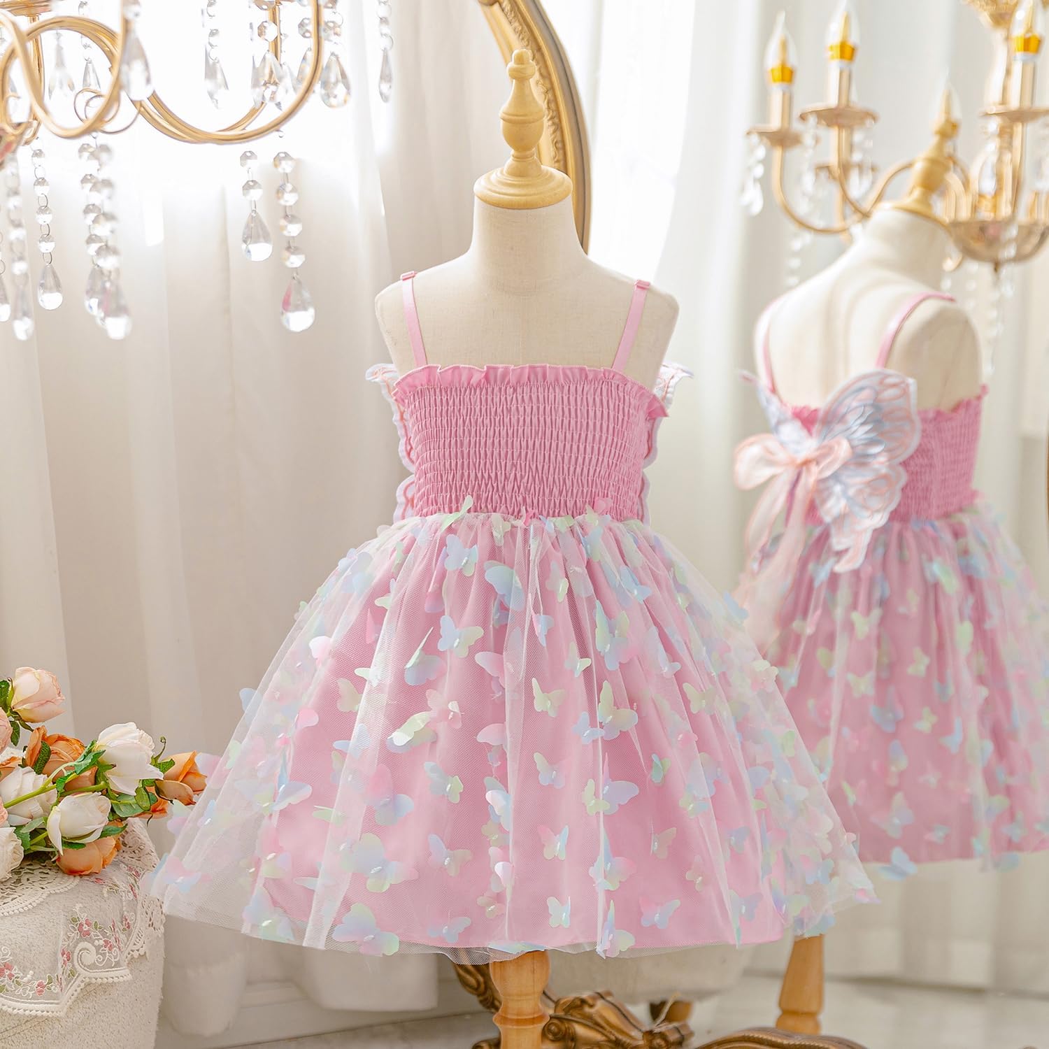 Thumbnail 1 de NNJXD Baby Girl Rainbow Tulle Dress: Fairy Butterfly Party Attire for Toddlers