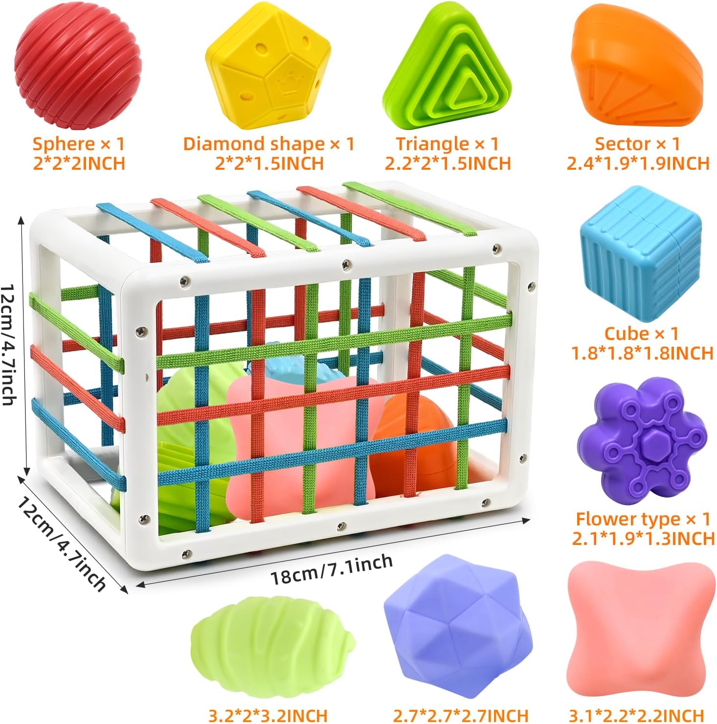 Detalle de Montessori Shape Sorter Cube with 3 Balls