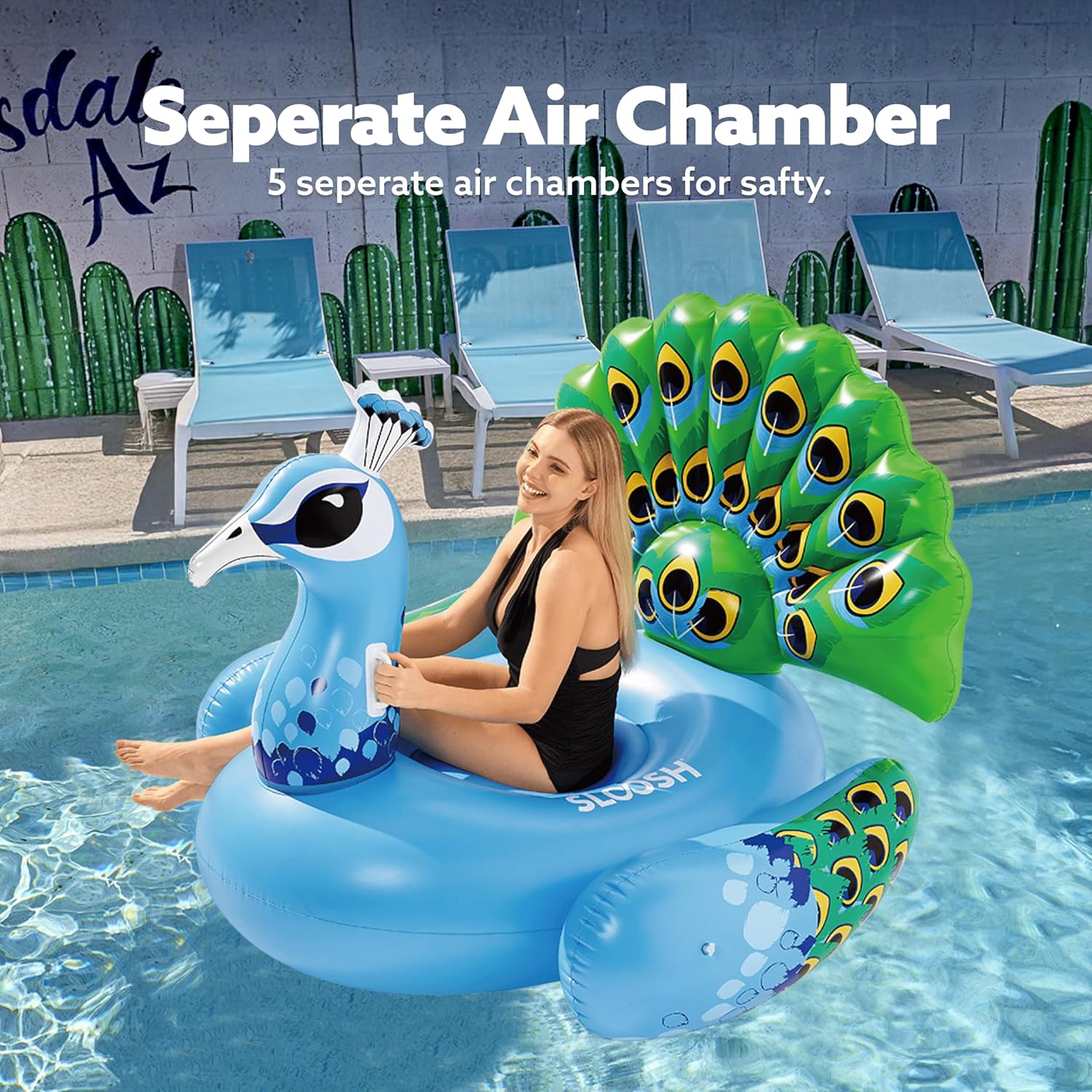 Thumbnail 1 de JOYIN Inflatable Peacock Pool Float – Giant Peacock Lounge for Adults