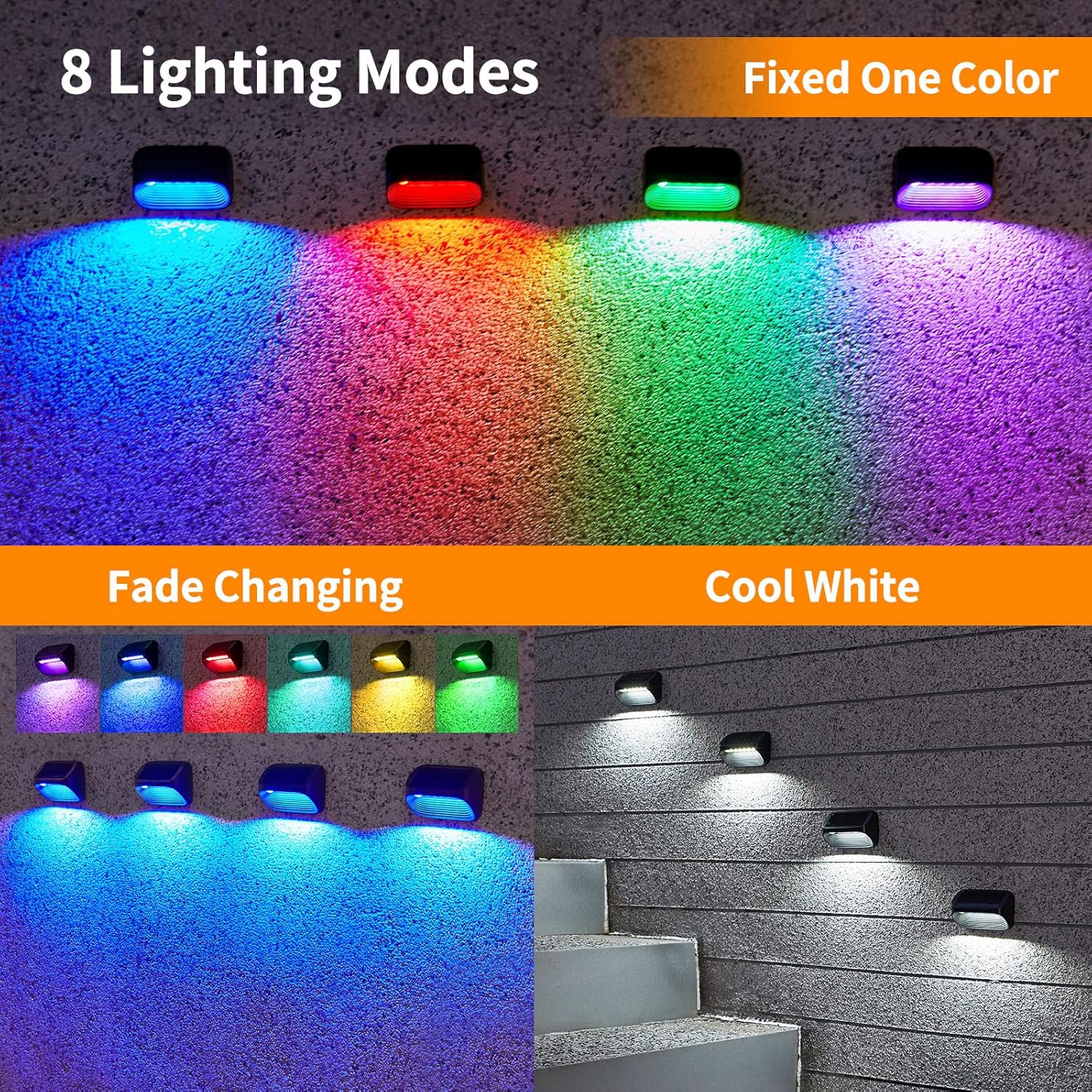 Thumbnail 1 de BUCASA Solar Fence Lights 4 Pack
