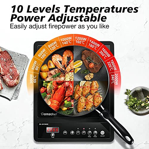 Detalle 2 de AMZCHEF Single Induction Hob: Portable, Versatile Cooking Helper