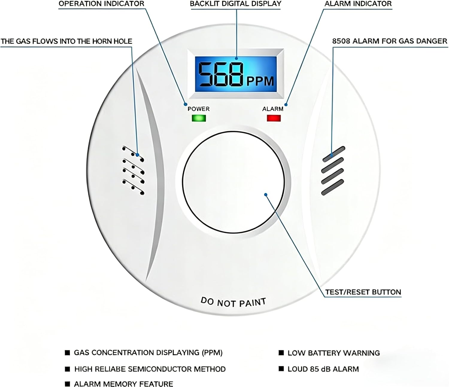 Thumbnail 2 de 2-Pack Smoke & Carbon Monoxide Alarm with LCD Display and Dual Sensor