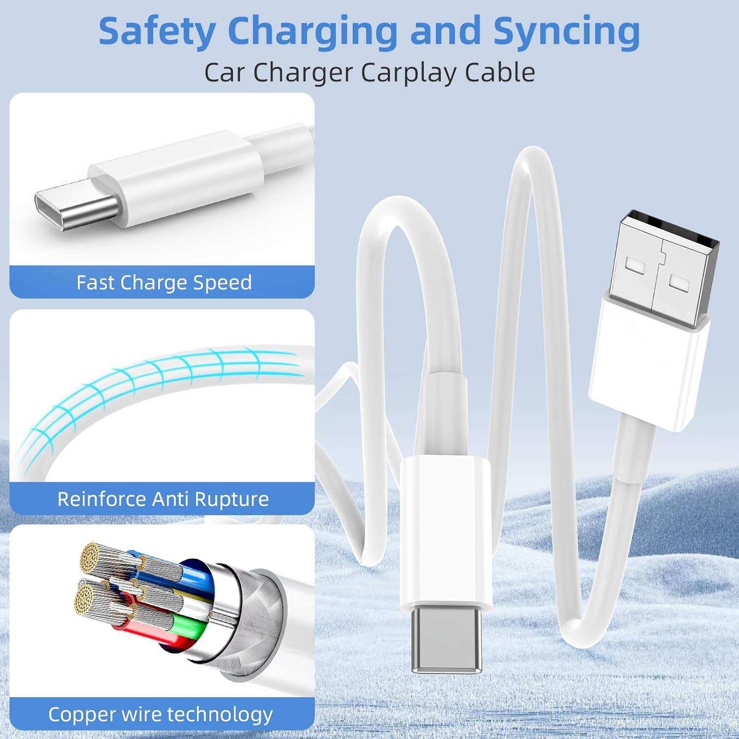 Thumbnail 1 de CarPlay Charger Cord 3ft+6ft 2-Pack