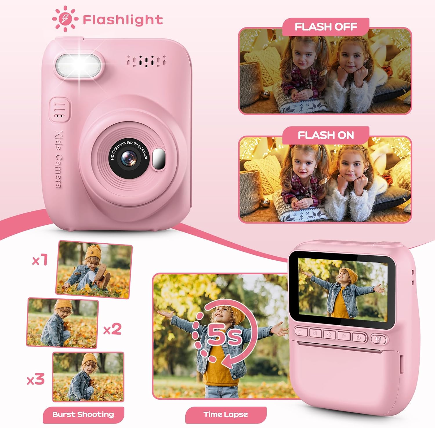 Thumbnail 3 de GREENKINDER Sofortbildkamera für Kinder (14 MP) mit 3,0-Zoll-Bildschirm, 1080P und Sofortdruck