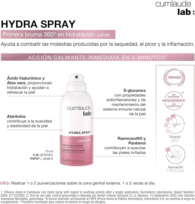 Detalle 2 de Cumlaude Lab Hydra Spray 75 ml — Bruma vulvar hidratante 💊