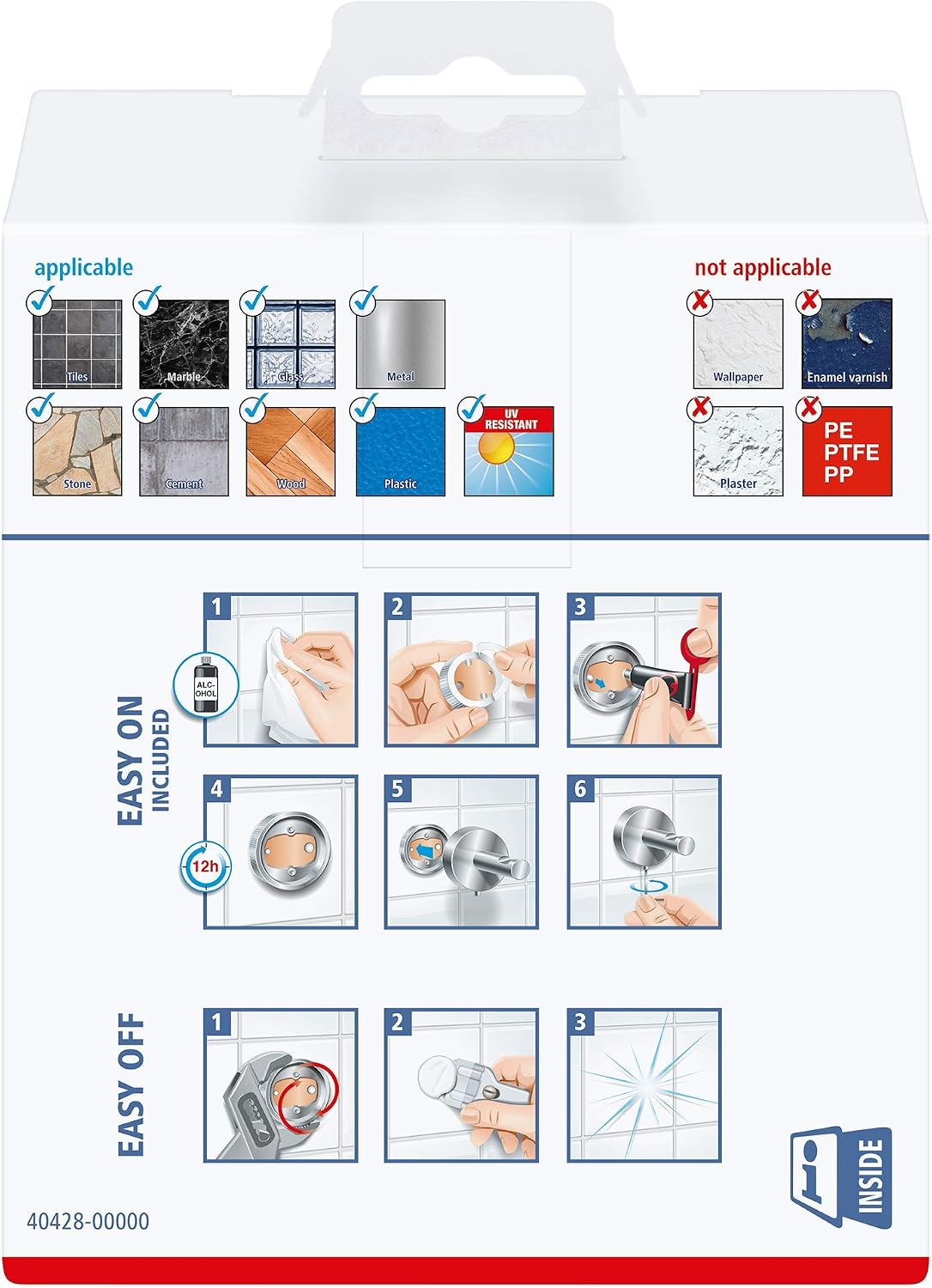 Detalle de tesa Aluxx double panier de douche – fixation sans perçage en aluminium chromé