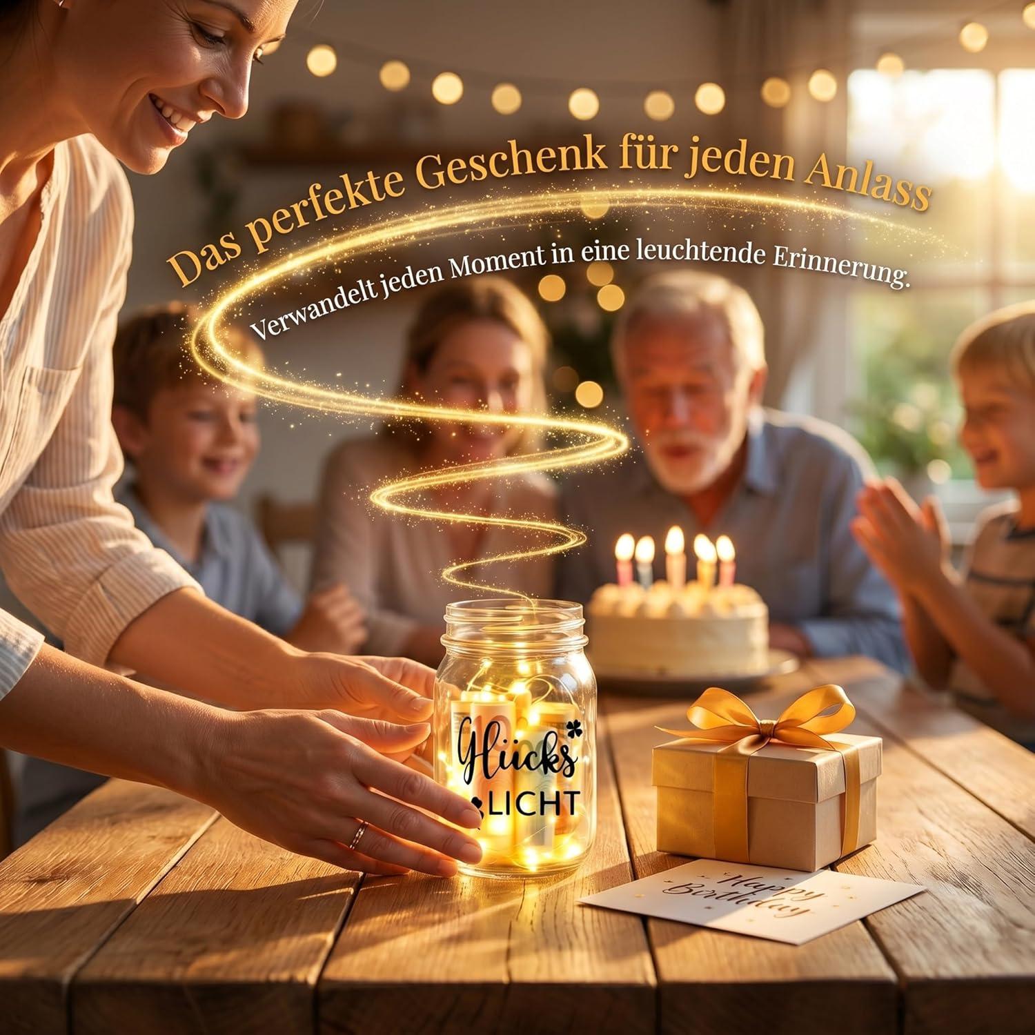 Detalle 2 de Johiux Glückslicht LED-Flaschenlicht mit „Glück zurück“ für Geldgeschenke