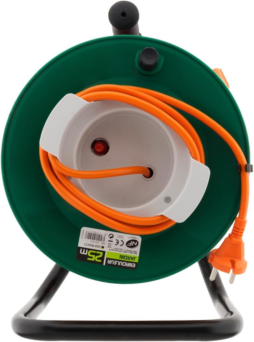 Thumbnail 1 de Zenitech Enrouleur sans Prise 25 m 2x1,5 mm² – Pied métal et Coupe circuit