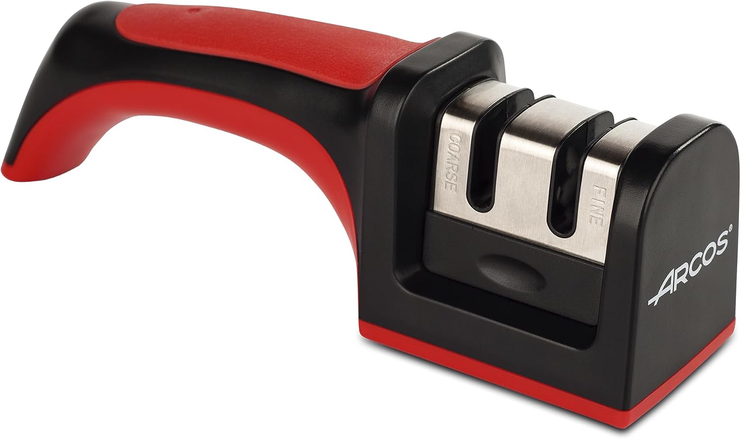 ARCOS Affilatore Professionale con Manico Ergonomico: Rulli in Ceramica e Carbonio, Rosso e Nero