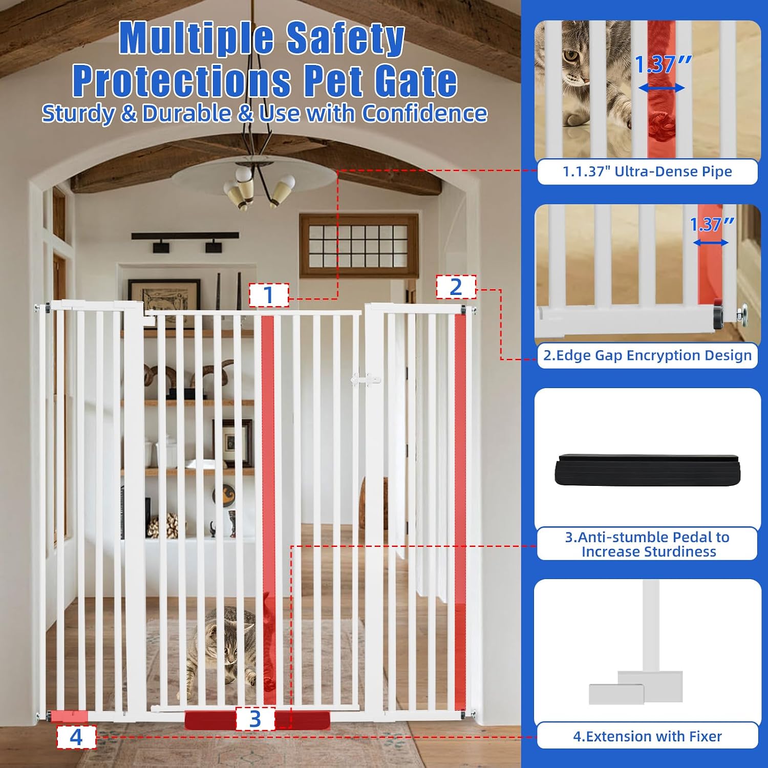Detalle 2 de SHYUJAJIE Pet Gate, 55-Inch