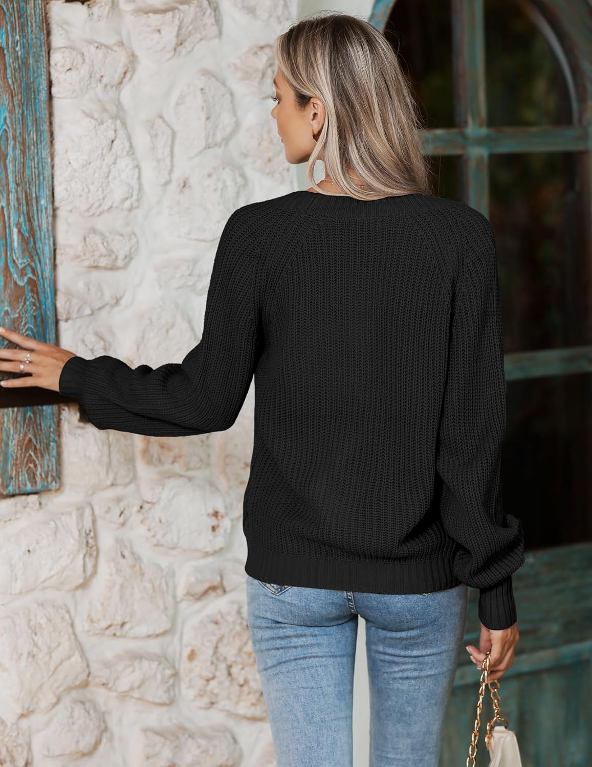 Thumbnail 2 de Hotouch Damen Kurz-Strickjacke mit V-Ausschnitt und Knopfleiste (Cardigan mit offenem Vorderteil)