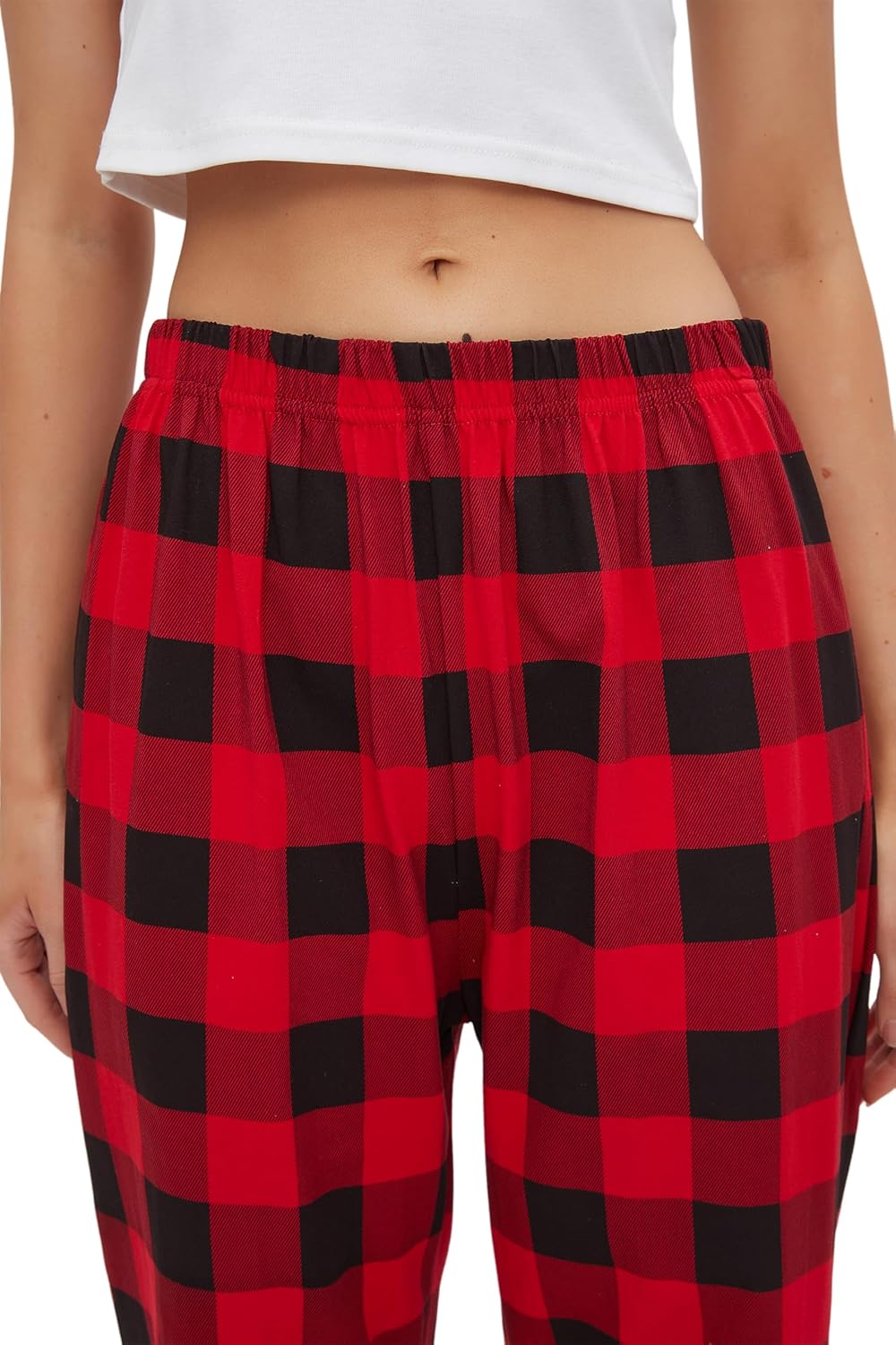 Detalle de Mancru Women's Pyjama Bottoms – Comfortable Cotton Plaid Lounge Pants