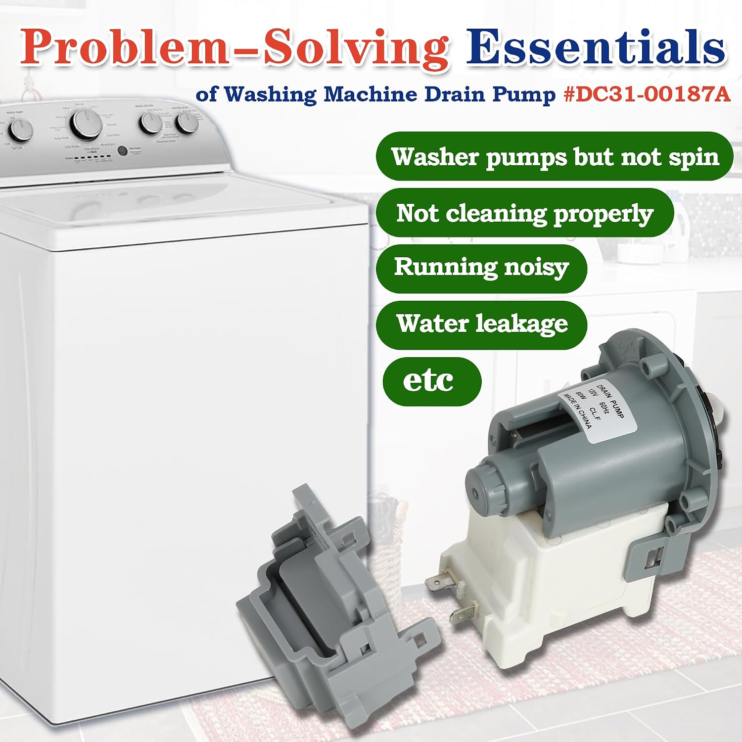 Detalle 2 de Bakaoof DC31-00187A Washer Drain Pump Motor, 120V, 80W