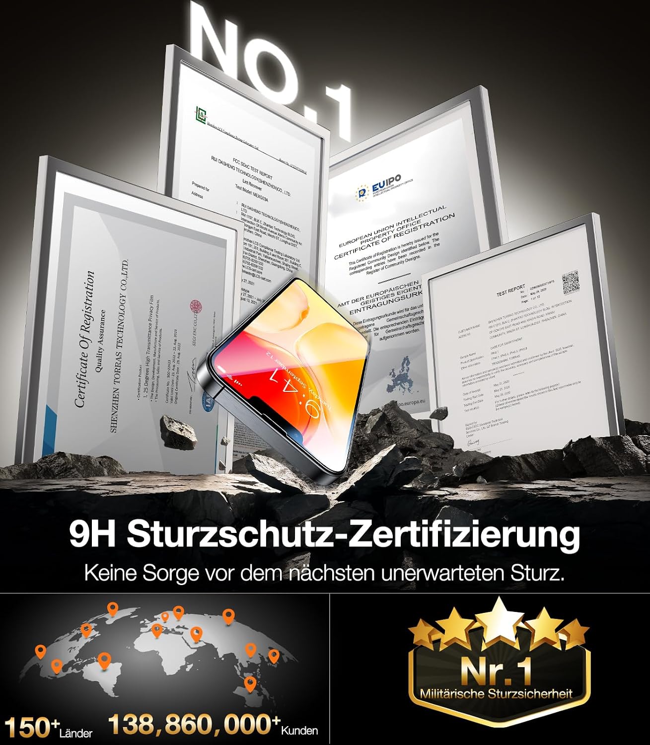 Detalle 2 de TORRAS iPhone 16e Panzerglas 9H Schutzfolie – 2er-Pack