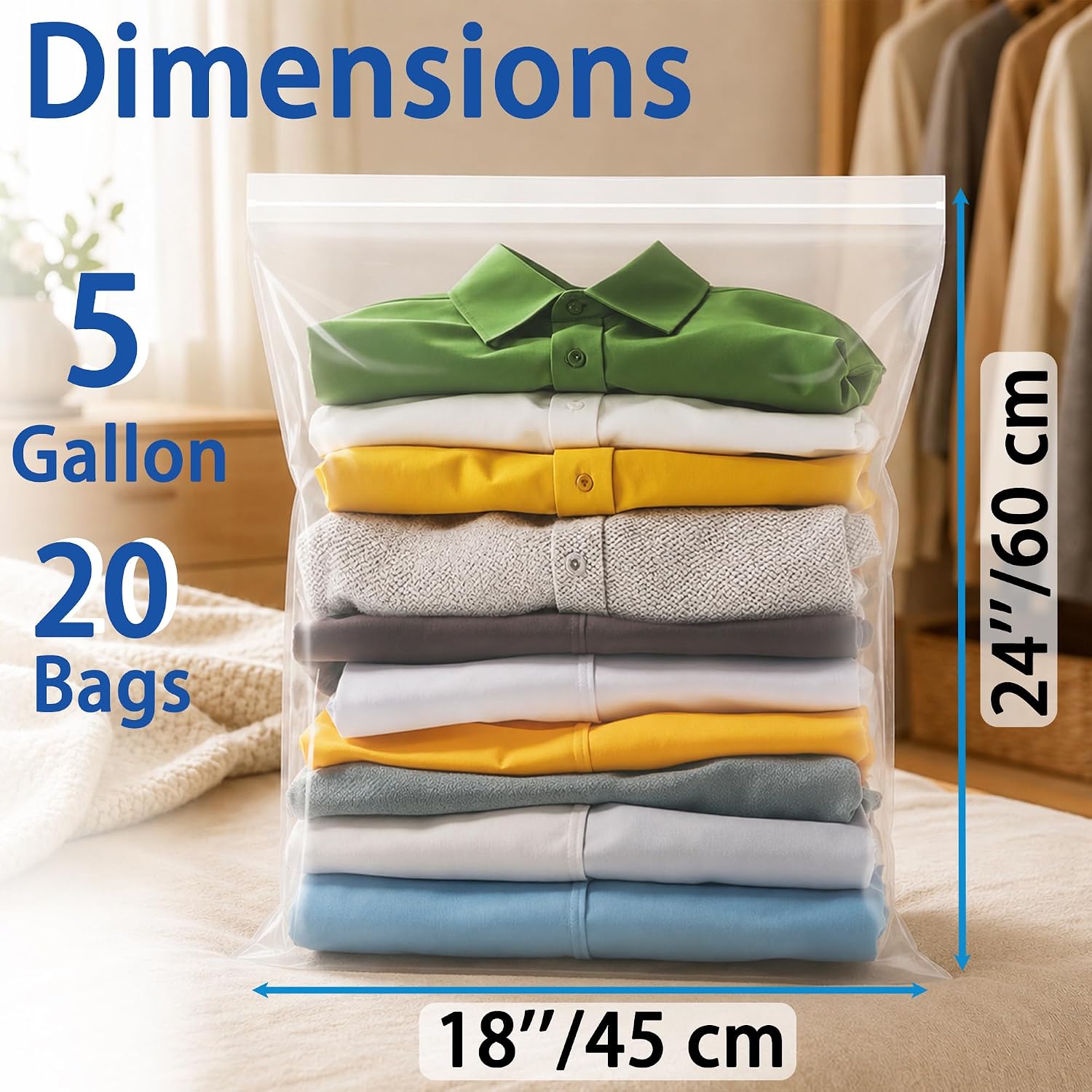 Detalle 2 de Storage Master SM-5GL-20 5-Gallon Zippered Storage Bags, Clear 2-Mil PE, 20-Pack