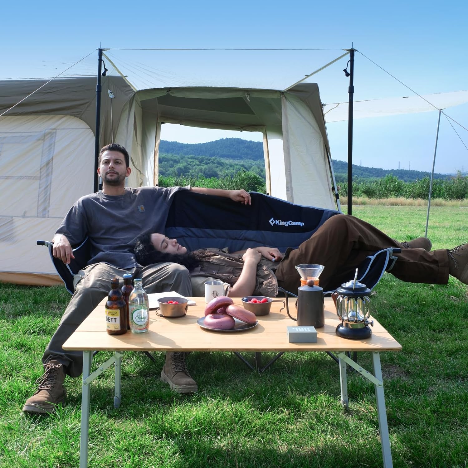Detalle de KingCamp 3 Person Camping Chair: Oversized Heavy-Duty Loveseat for Outdoor Comfort