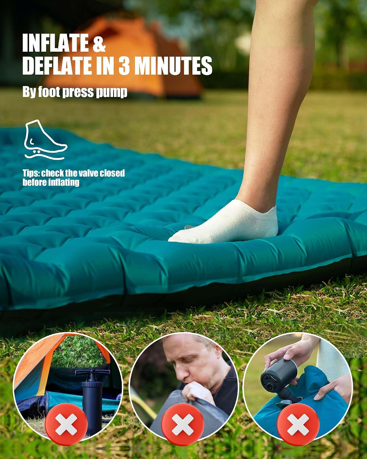 Detalle de AKSOUL camping air mat 10cm, 200kg