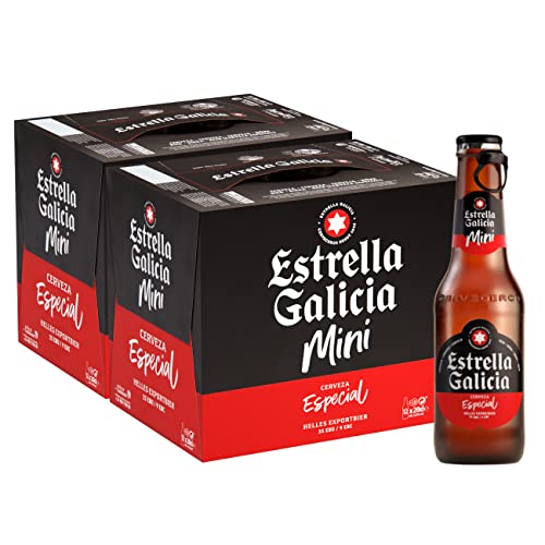 Detalle de Estrella Galicia Especial Mini: pack de 24 botellines de 20 cl, lager equilibrada y refrescante