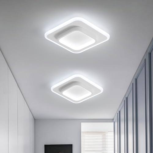 Detalle de DELIPOP Moderna Lámpara de Techo LED 24W: Plafón cuadrado blanco frío 6500 K (24 cm) para pasillo y comedor