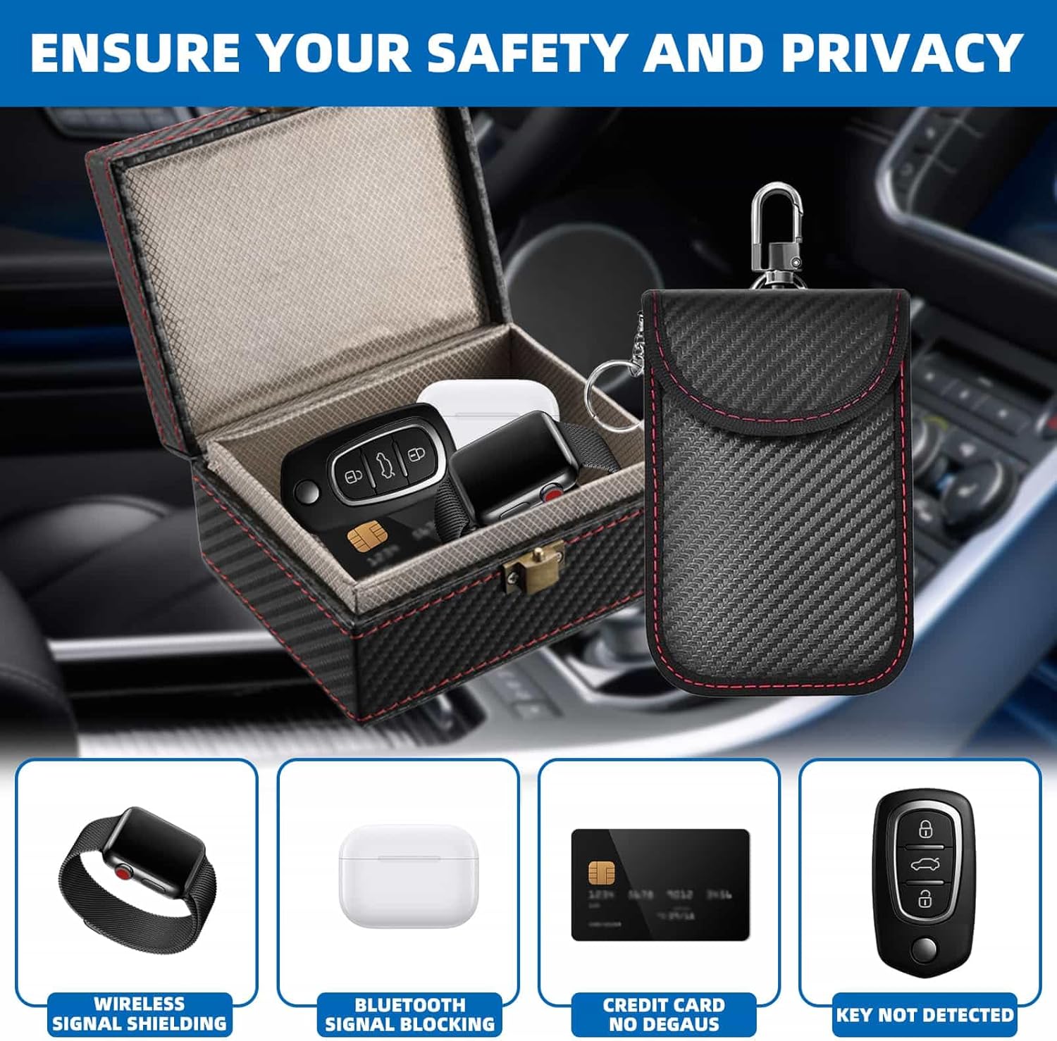 Detalle de Faraday car key signal blocker box 11.5cm