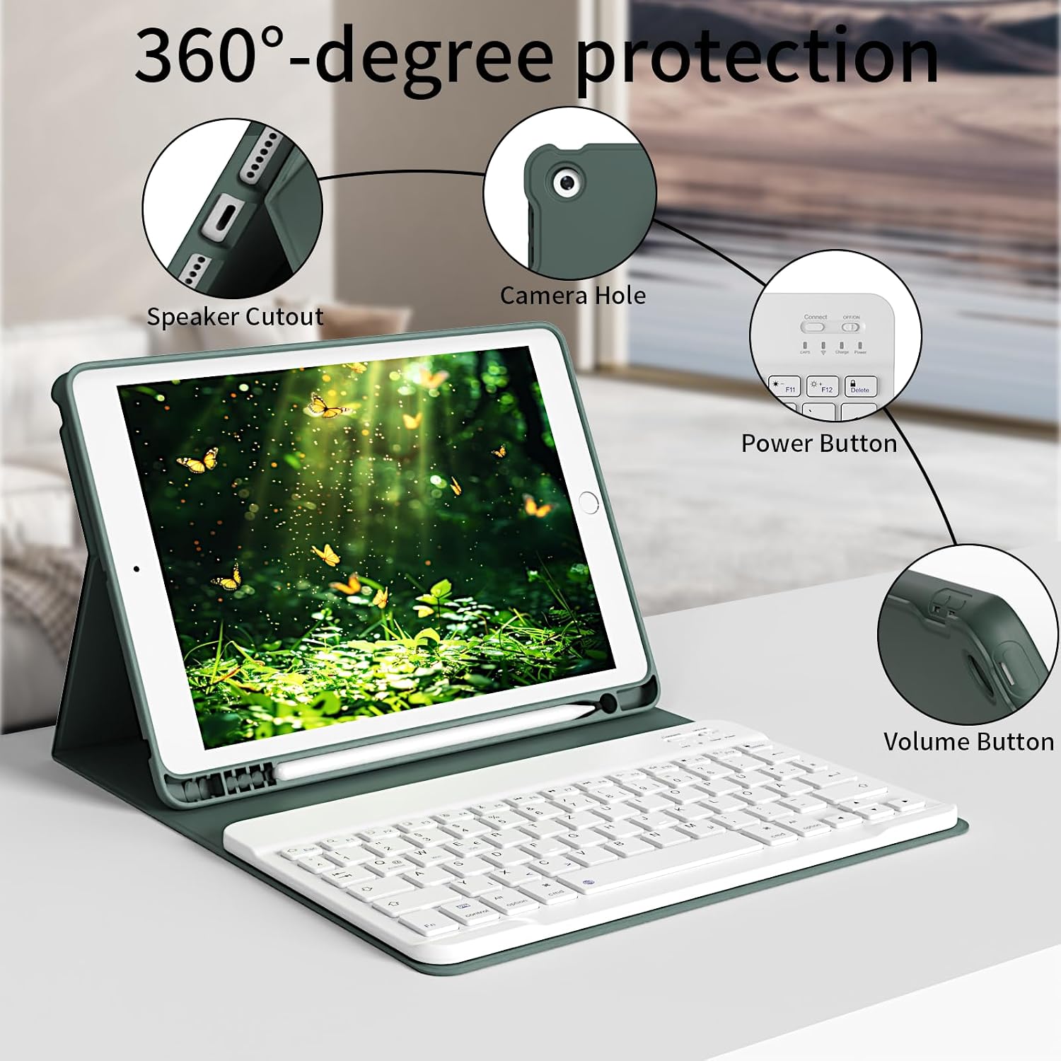 Thumbnail 3 de GKABXY Hülle mit Tastatur für iPad 9/8/7 10,2 Zoll Nachtgrün