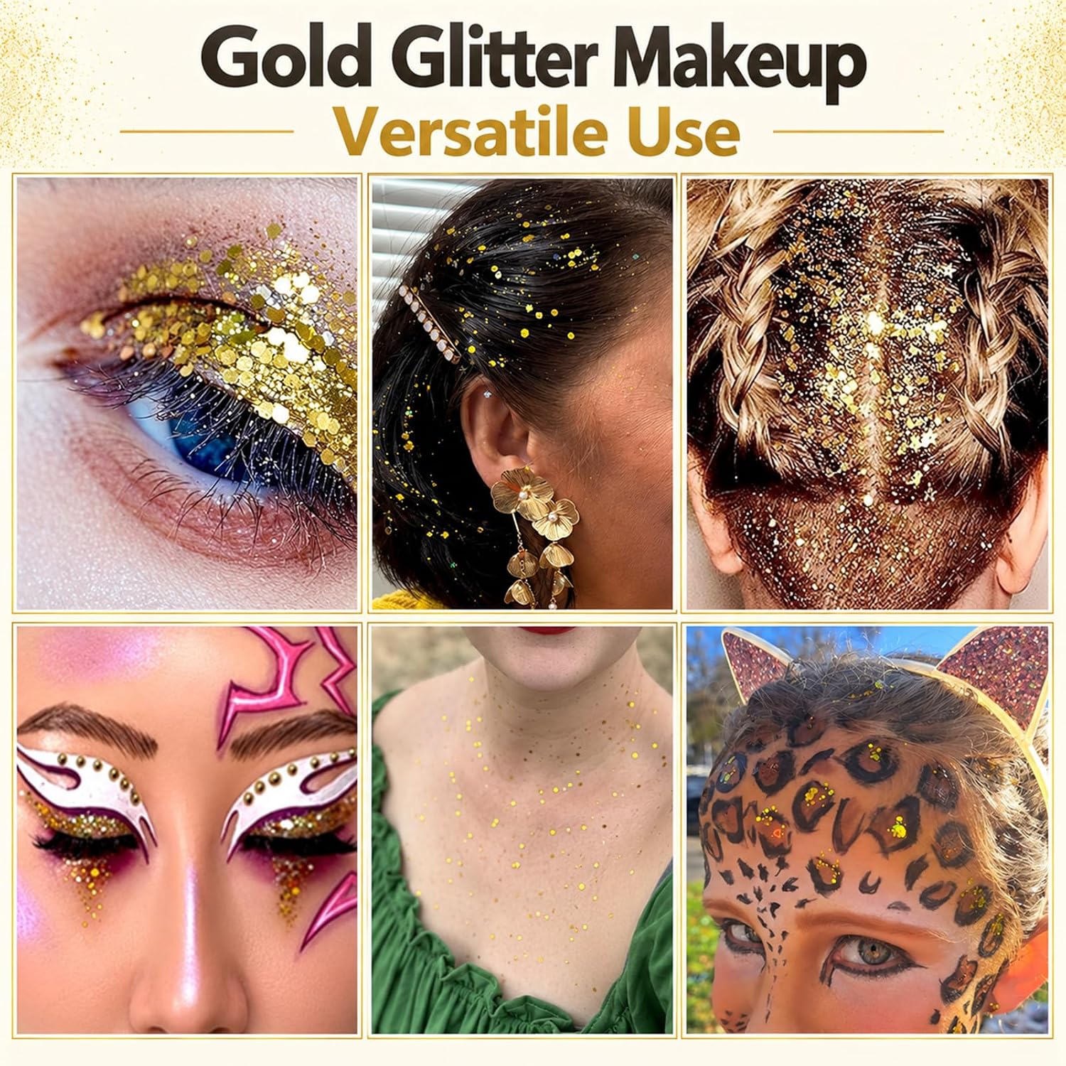 Detalle 2 de Go Ho WLG-346-03-US Gold Glitter Stick for Hair, Face and Body