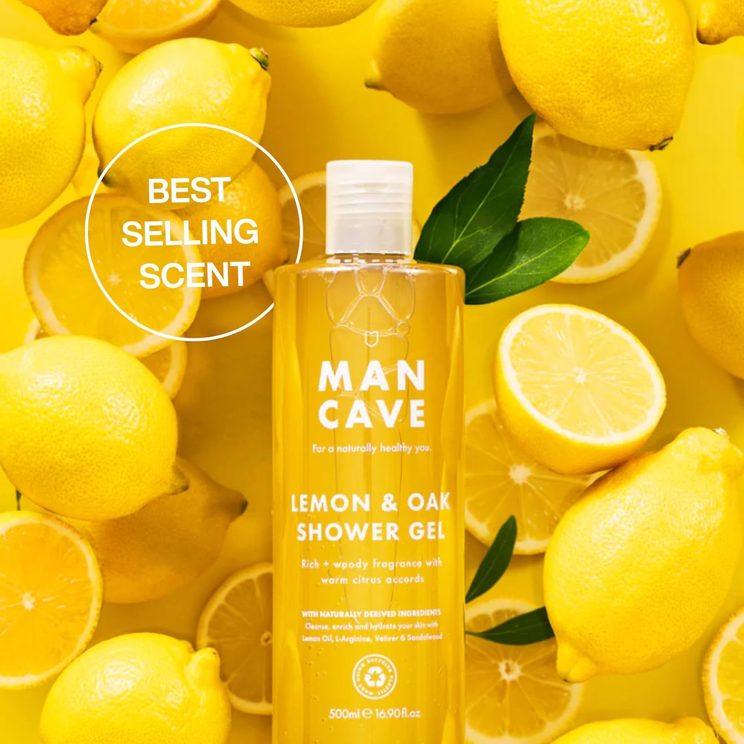 Thumbnail 3 de ManCave Coffret Cadeau Hommes – Lot Gel Douche 4x500 ml (Menthe, Citron et Chêne, Bois de Cèdre et Sel de Mer) – Vegan, Sans Sulfate, Made in England