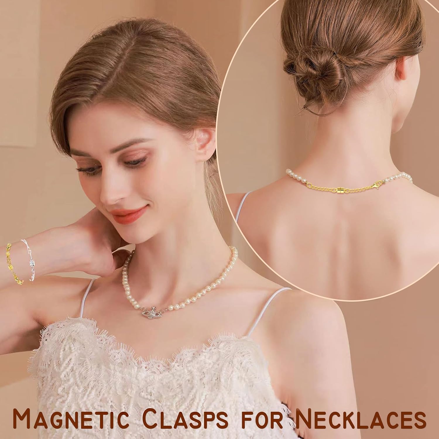 Detalle de OHINGLT 01 Necklace Layering Clasp, Gold and Silver Stainless Steel