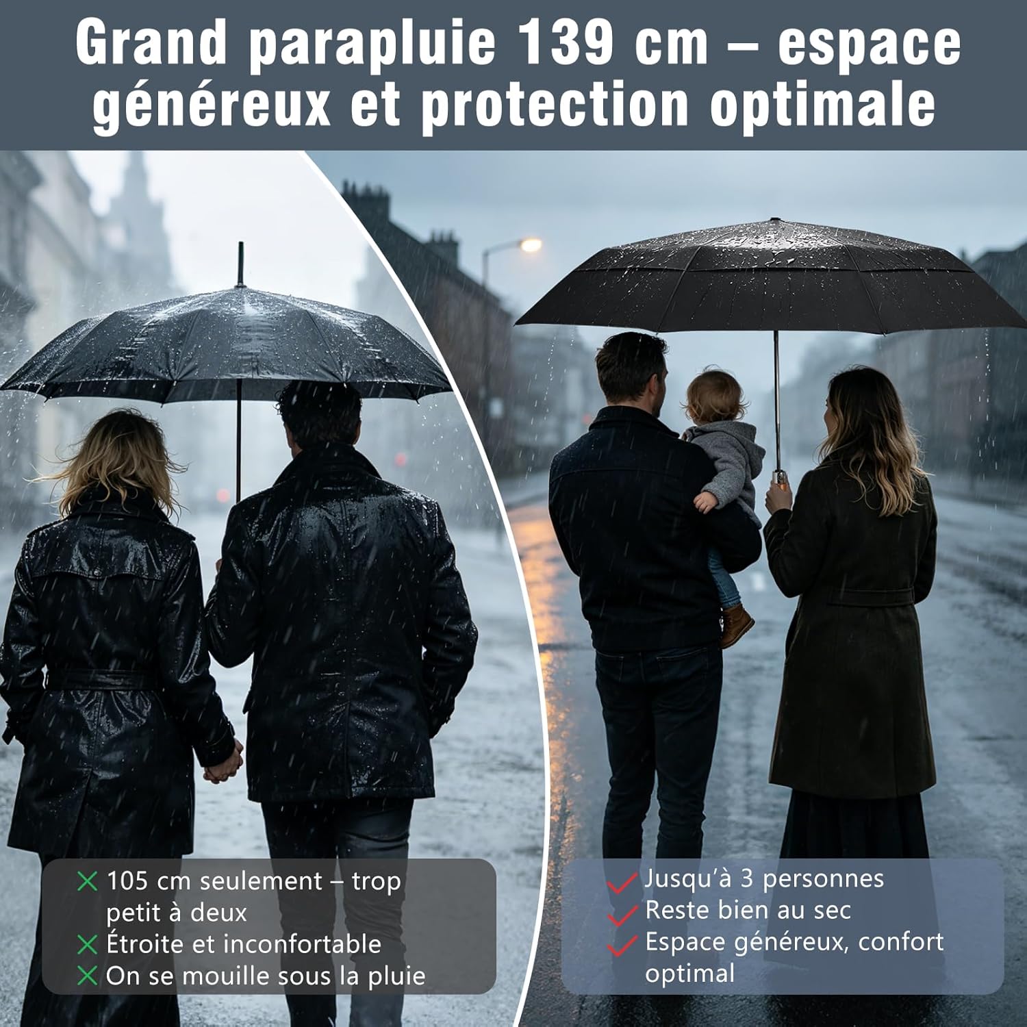 Thumbnail 1 de ZOMAKE parapluie pliant de golf 54 pouces à double canopée, compact et résistant au vent