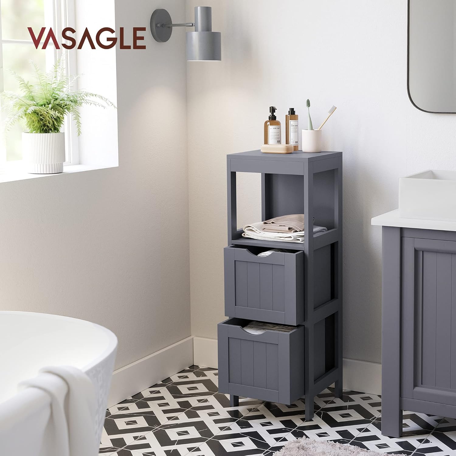 Detalle 2 de VASAGLE BBC042G01 mueble baño 30x30x89 cm