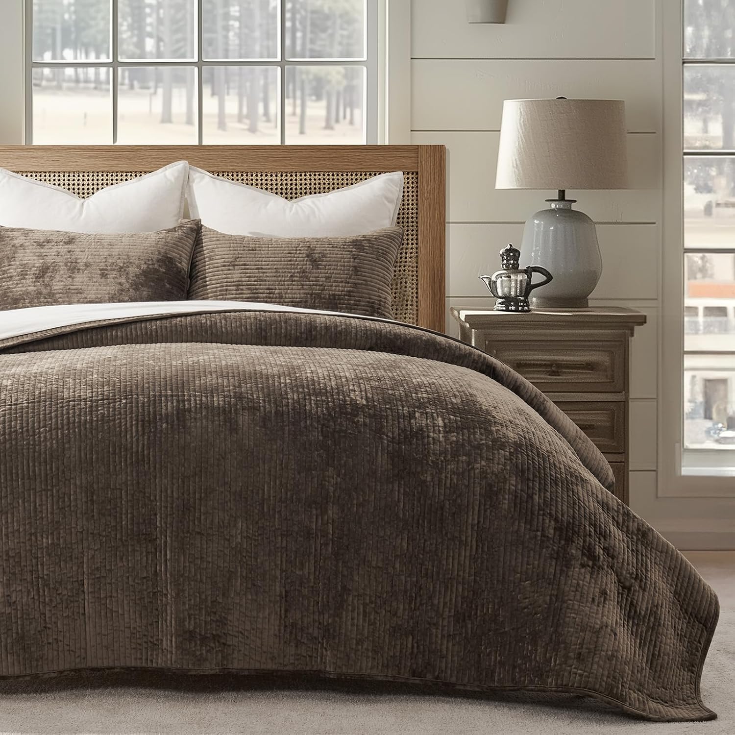 Detalle de EVERGRACE Velvet Quilt Set 2pc King