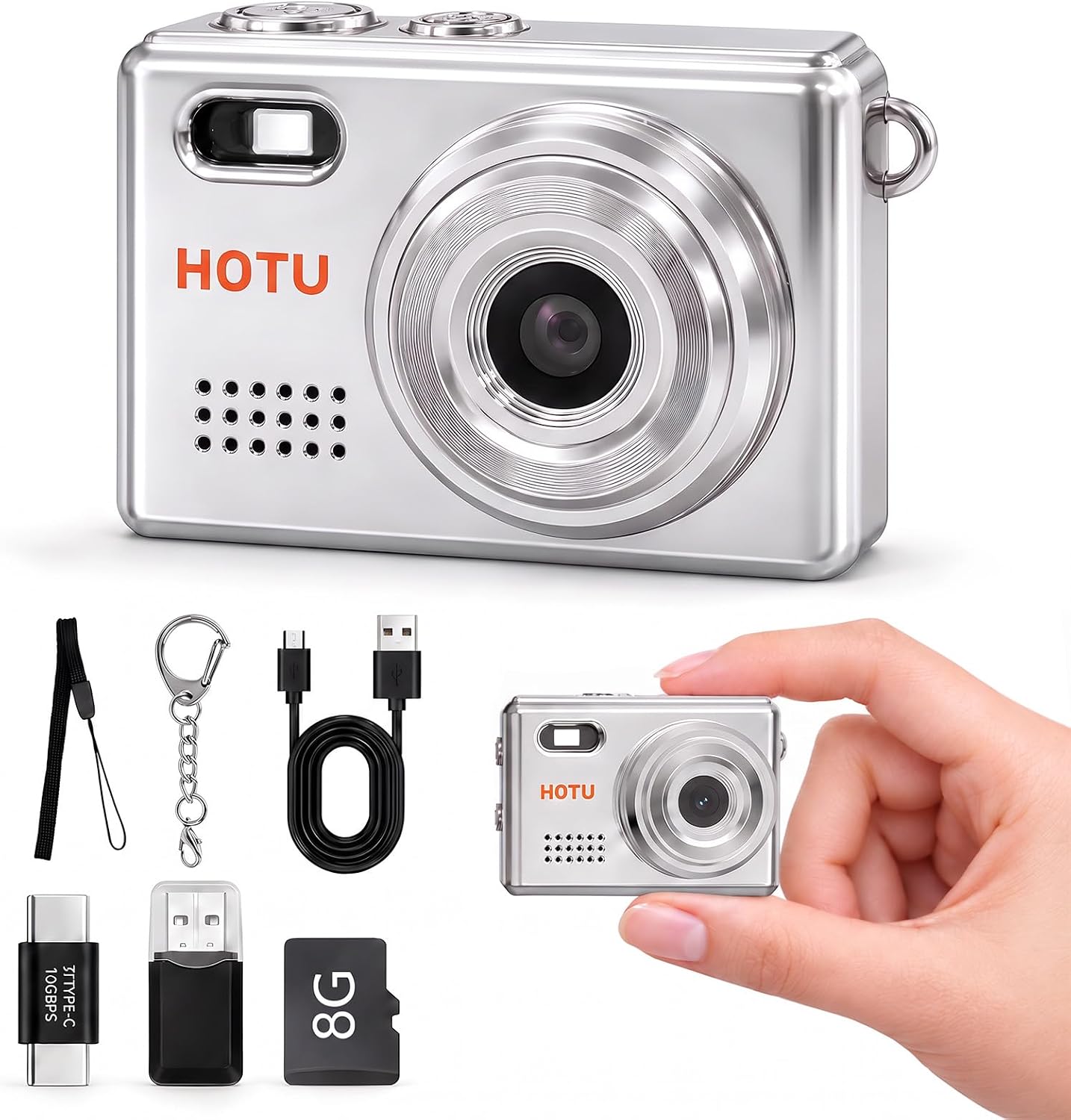 Detalle de HOTU Mini Keychain Digital Camera: Y2K Pocket-Size 2MP 1080P Mini Camera
