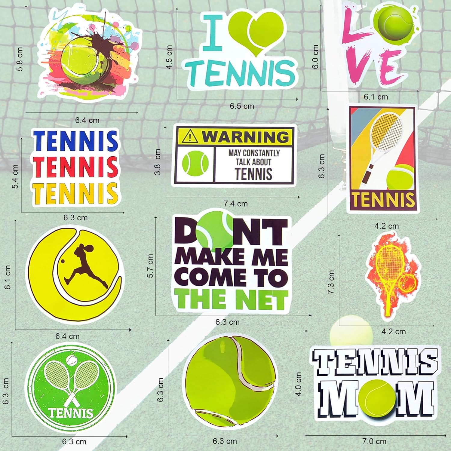 Detalle de Tennis Stickers & Laptop Stickers Vinyl Pack (50 waterproof sports decals)