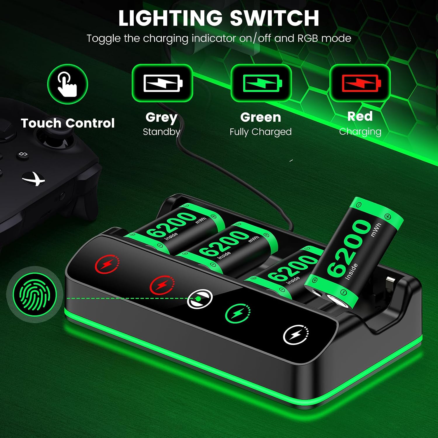 Thumbnail 4 de 4X 6200 mWh Akku-Pack für Xbox-Controller