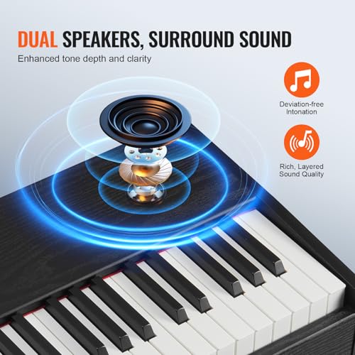 Detalle de VEVOR Pianoforte Digitale 88 Tasti Pesati con Doppia Tastiera, Bluetooth e MIDI – Set completo