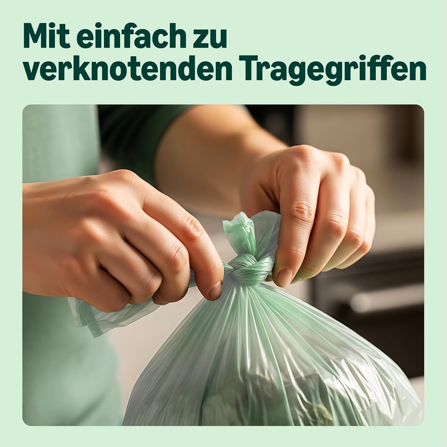 Detalle de by Amazon Kompostierbarer Müllsack für den Abfallbehälter – Bindegriff, 20 x 10 Liter