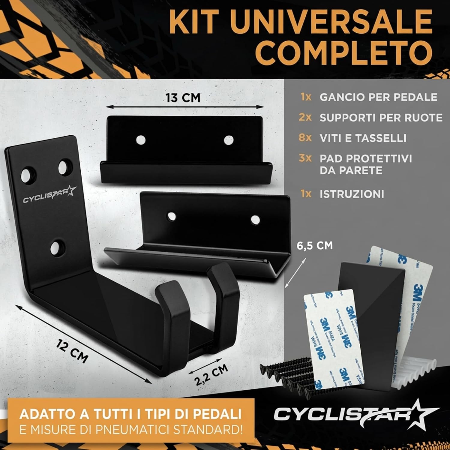 Detalle 2 de CYCLISTAR Supporto da Parete per Bicicletta fino a 40 kg – robusto supporto universale con pedale e 2 staffe