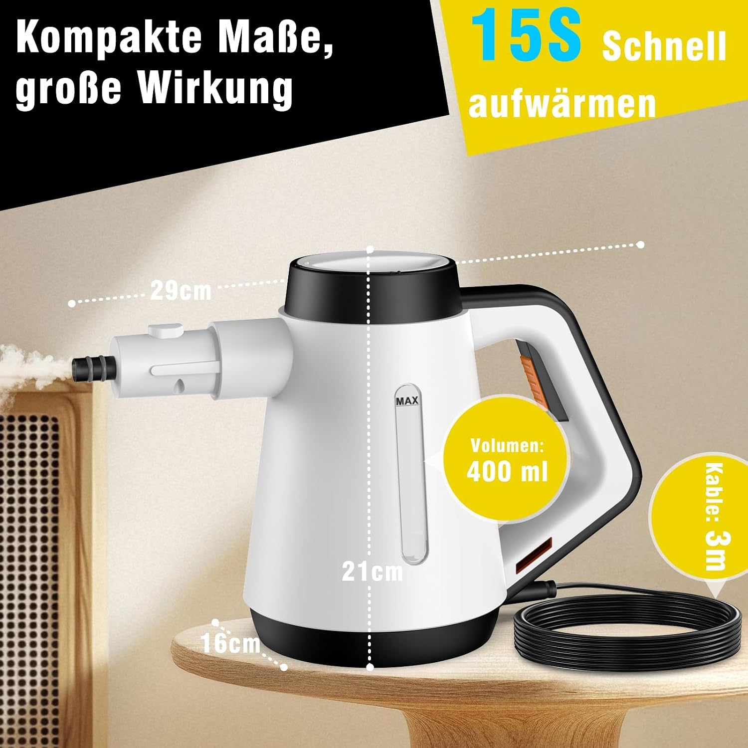 Detalle 2 de Fippesax Handdampfreiniger 400 ml Dampfreiniger
