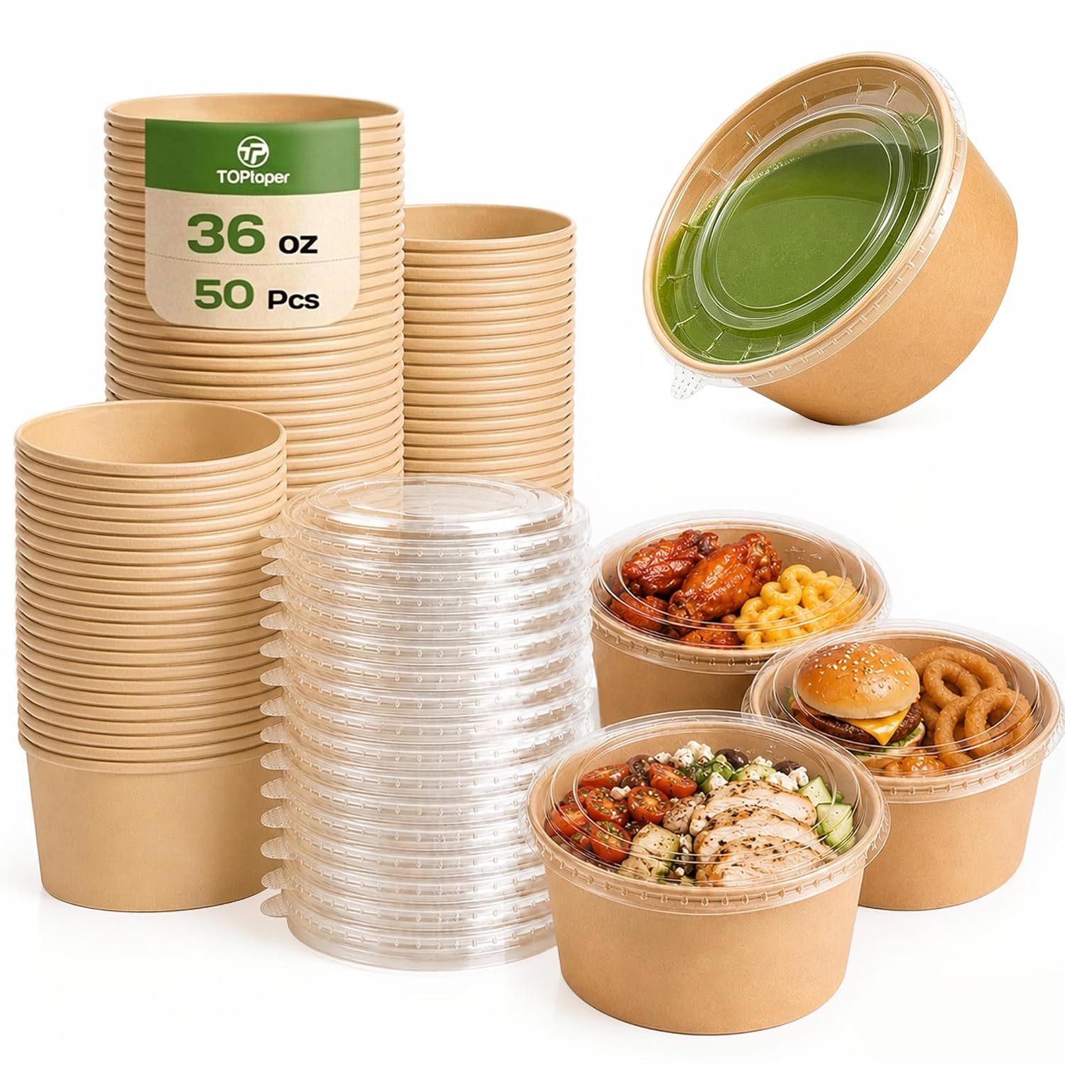 TOPtoper 36Oz Paper Soup Bowls 50-Pack 🍲
