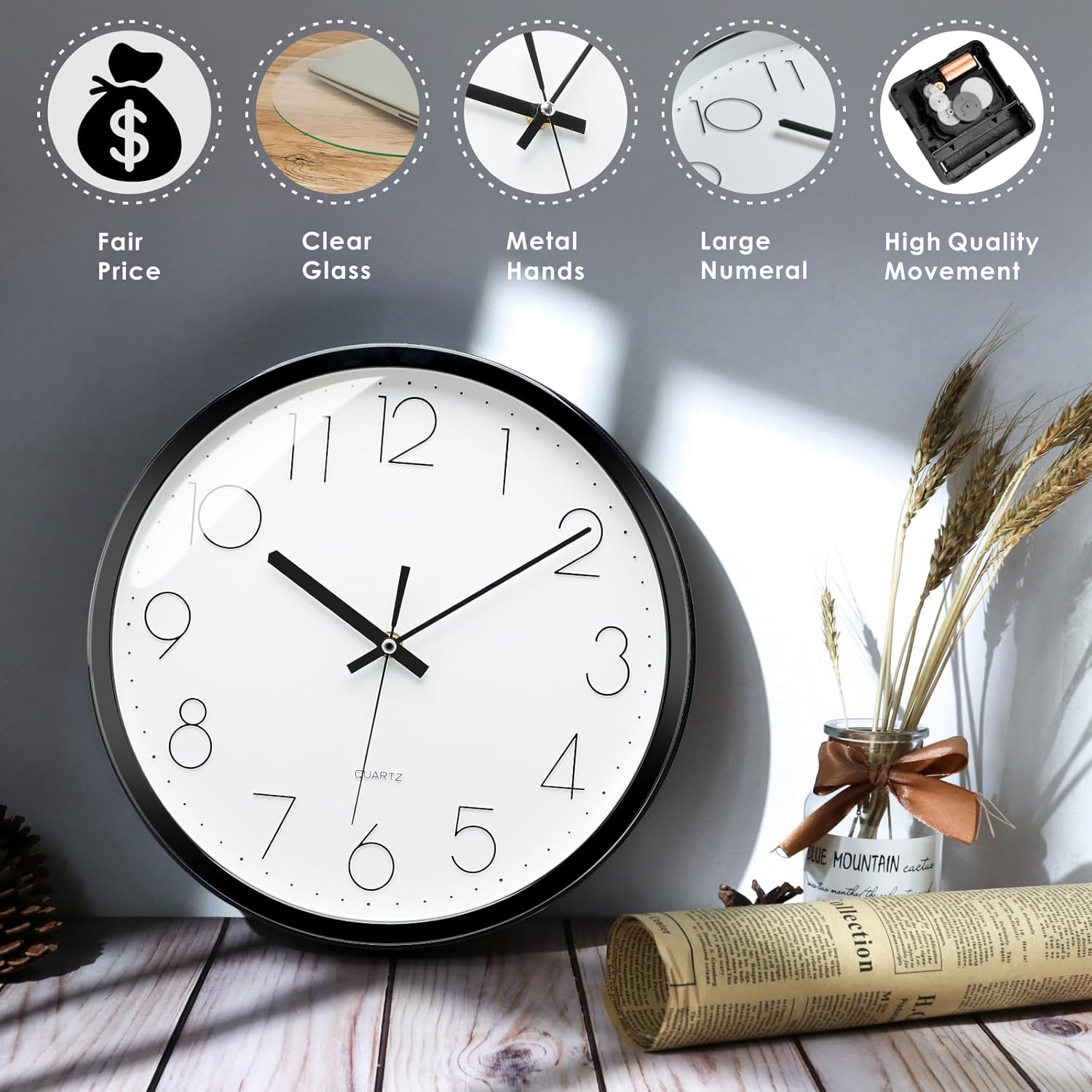 Thumbnail 2 de Plumeet Reloj de Pared Silencioso 30cm 🕒 Diseño Moderno