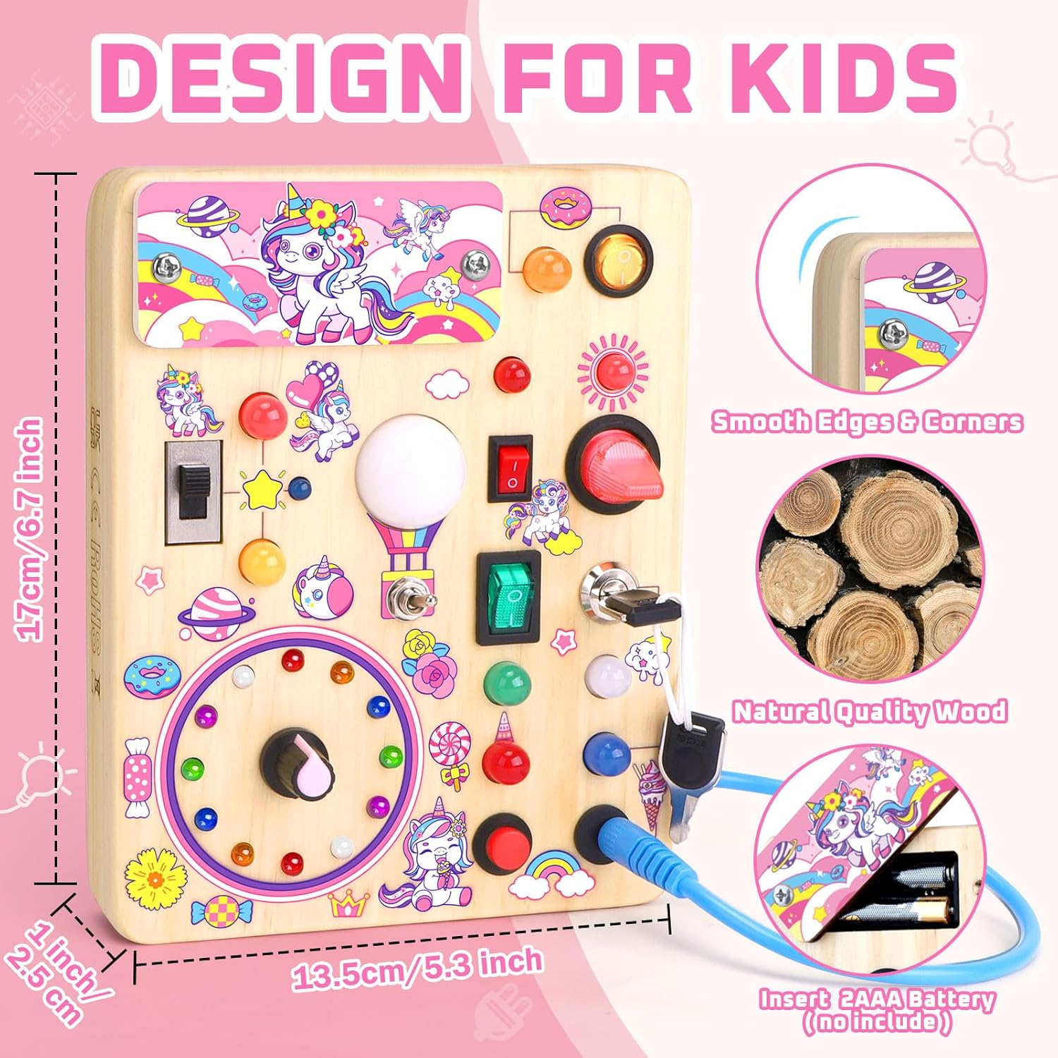 Thumbnail 3 de Unicorn Montessori Busy Board – Wooden Sensory Activity Board for Toddlers