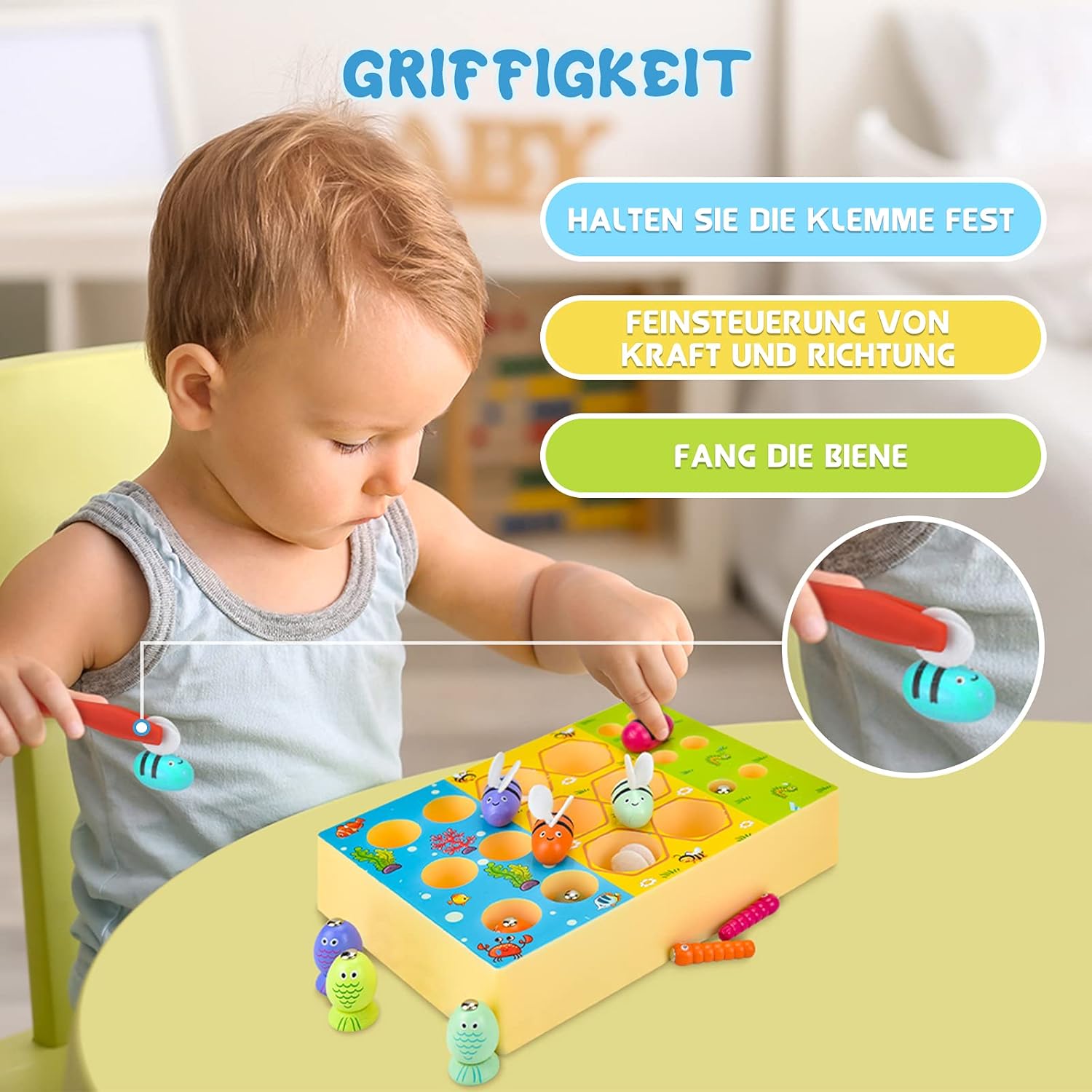 Detalle 2 de WEARXI Montessori Spielzeug ab 2 Jahre 3er Magnet- und Angelspiel