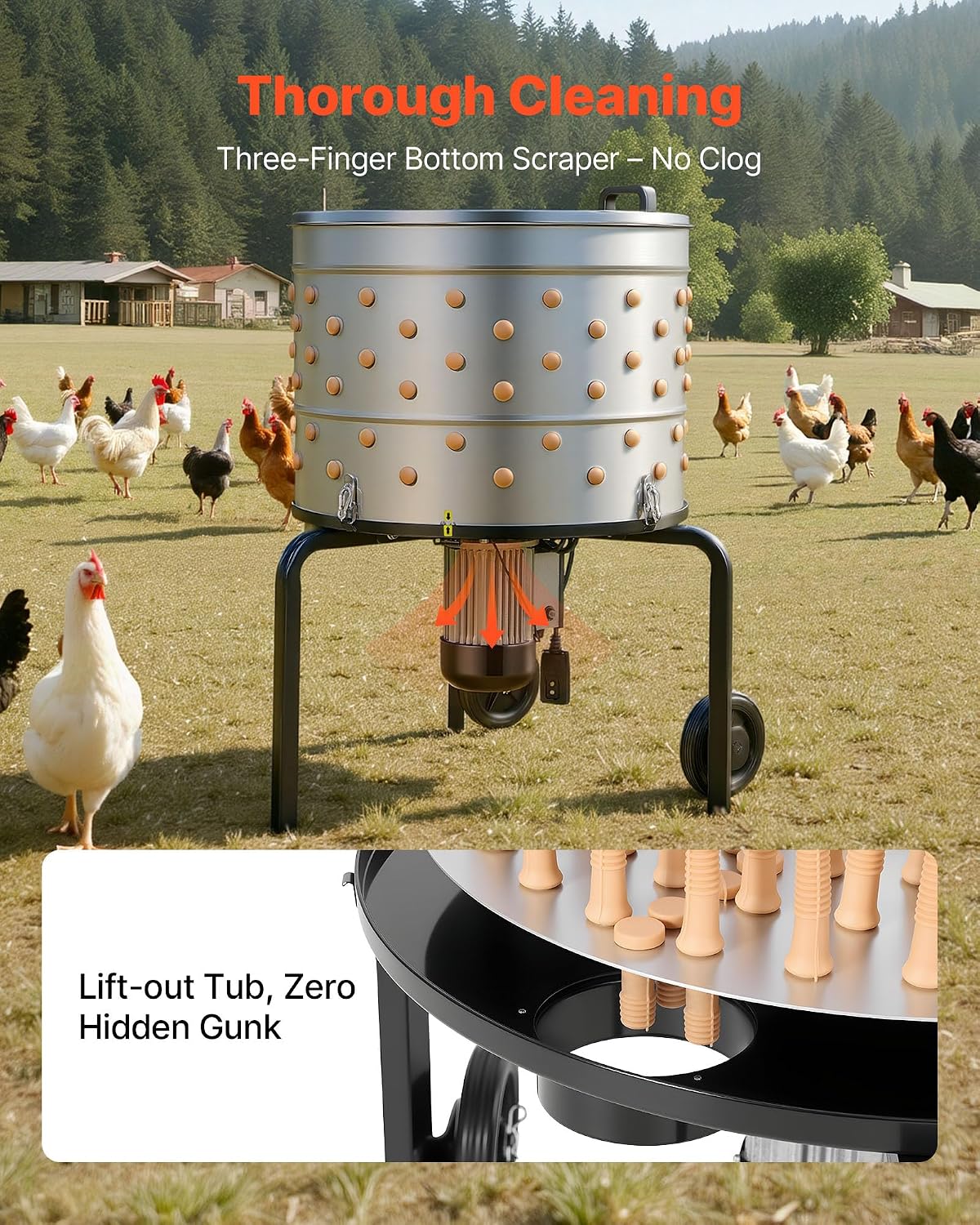 Thumbnail 4 de VEVOR Chicken Plucker, 25.6-Inch Drum