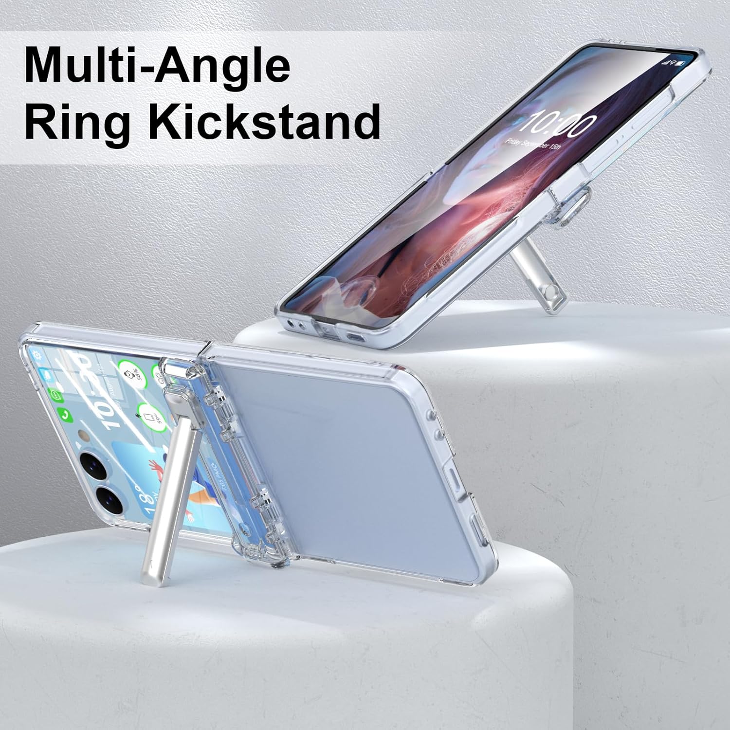 Thumbnail 3 de Designed for Samsung Galaxy Z Flip 7 Case with Hinge Protection & Foldable Kickstand (Built-in Screen Protector) – Clear