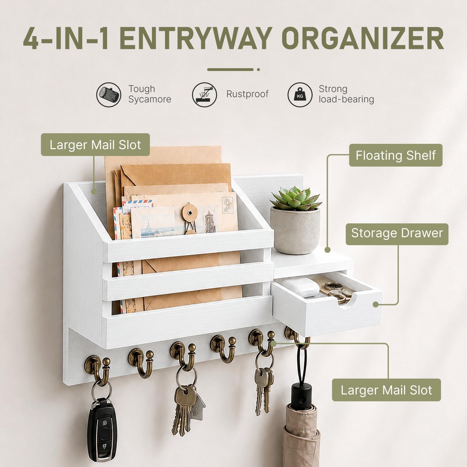 Thumbnail 4 de FifthQuarter Key and Mail Holder with 6 Hooks 1️⃣