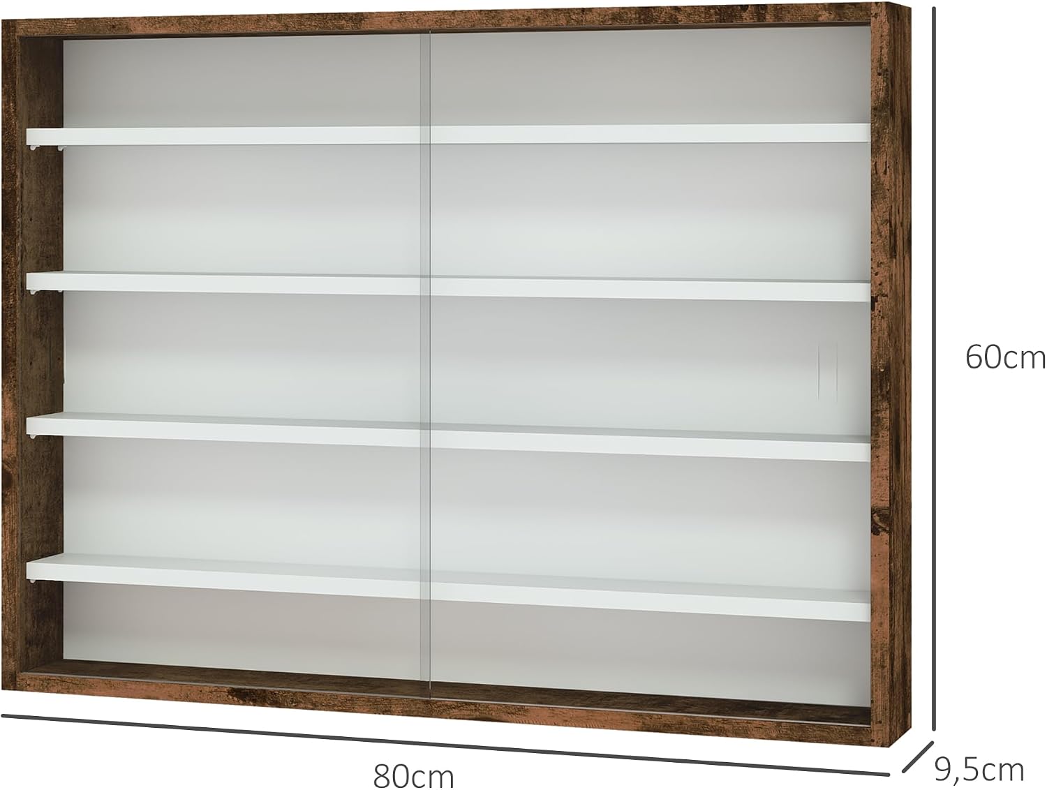Detalle de HOMCOM 833-761V00RB wandvitrine met 4 verstelbare legplanken en glazen schuifdeuren
